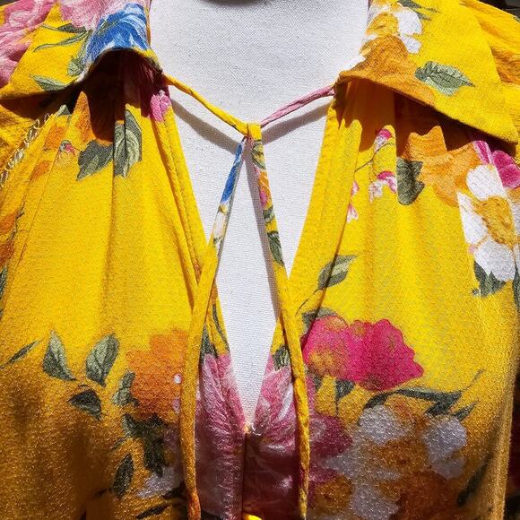 FARM Rio XL Floral Blouse Women Boho Tropical Festival Cottagecore Statement Top - Picture 6 of 12